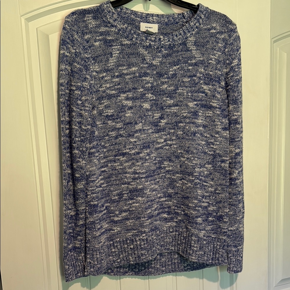Old Navy Blue and White Marled Sweater